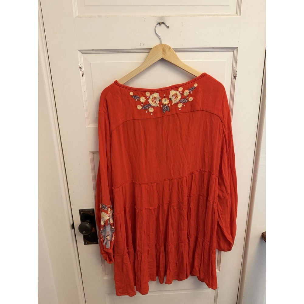 Free People Spell On You Poppy Red Floral Embroidered Peasant Dress Boho S $148 - Picture 8 of 8